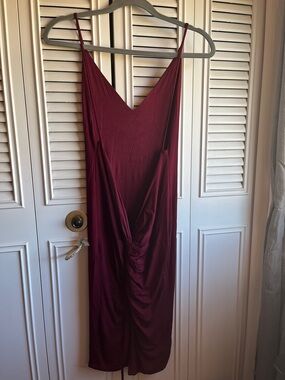 Fashion Nova Burgundy Backless Dress